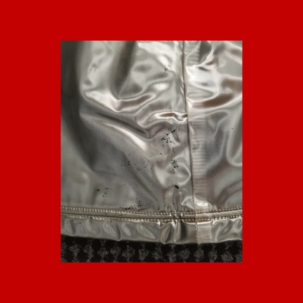 Vintage 90s BUFFALO Metallic Silver Space Age MOD PUNK GLAM PVC Mini Skirt - Picture 10 of 11